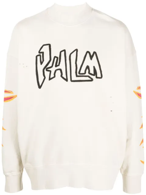 Palm Angels graffiti-print logo sweatshirt White PMBA065F22FLE0060310