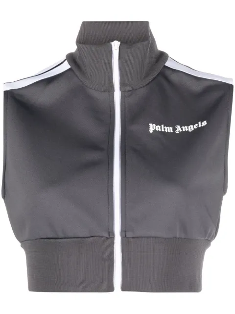 Palm Angels logo-print zip-up vest Grey PWBD001F22FAB0010701