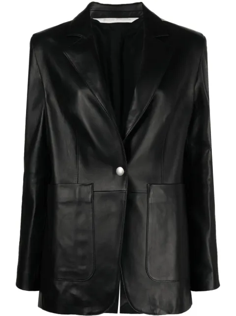Palm Angels side stripe leather blazer Black PWJA011F22LEA0011010