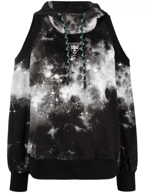 Versace Jeans Couture tie-dye cut-out hoodie Black 73HAI311FS047
