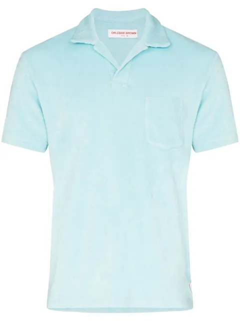 Orlebar Brown fleece-texture design polo shirt Blue 276080