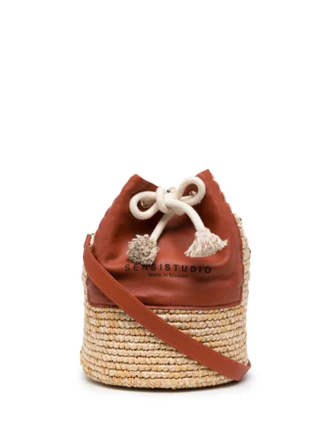 Sensi Studio logo-print panelled tote Brown 1559