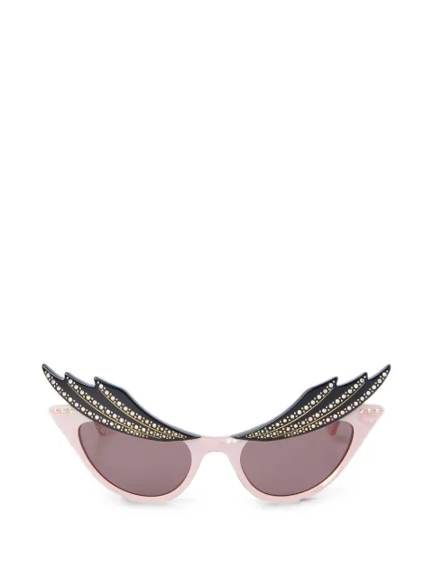 Gucci Eyewear crystal-embellished wing-frame sunglasses Pink 691304J0740