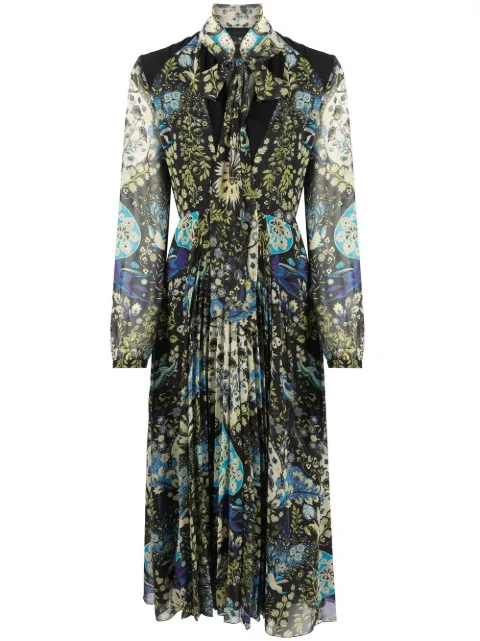 ETRO floral-print pleated midi dress Black 133045066