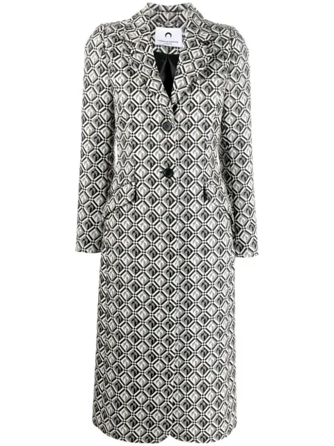 Marine Serre Moon Diamant single-brestead coat White C007FW22WWOTWO00200BLACK