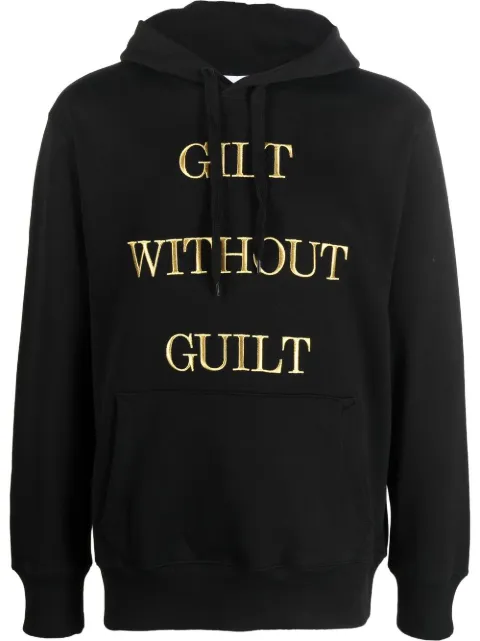 Moschino embroidered-slogan long-sleeve hoodie Black J17887228