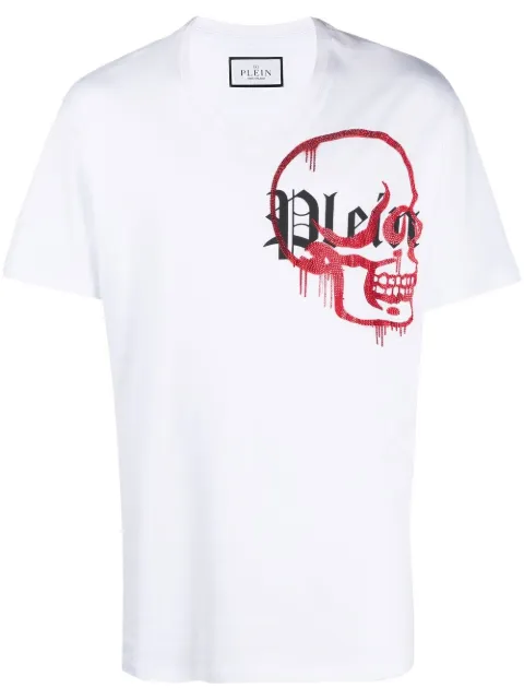 Philipp Plein V-neck logo T-shirt White AABCMTK5924PJY002N