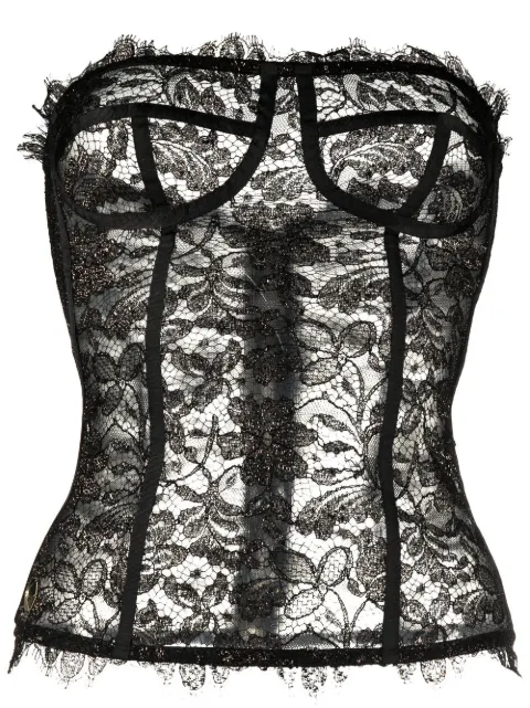 Philipp Plein lace-detail bustier top Black AABCWRK0449PTE003N