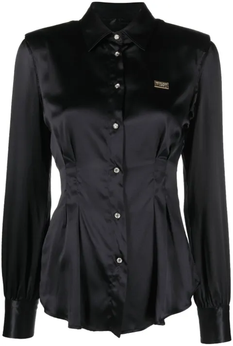 Philipp Plein button-up padded-shoulder shirt Black AABCWRP0401PTE028N