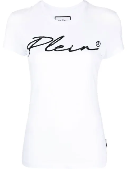 Philipp Plein logo-print embellished T-shirt White AABCWTK2525PJY002N