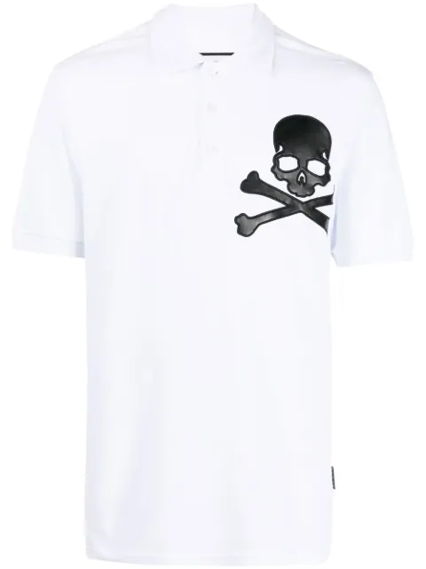 Philipp Plein Skull-patch cotton polo shirt White AABCMTK5860PTE003N
