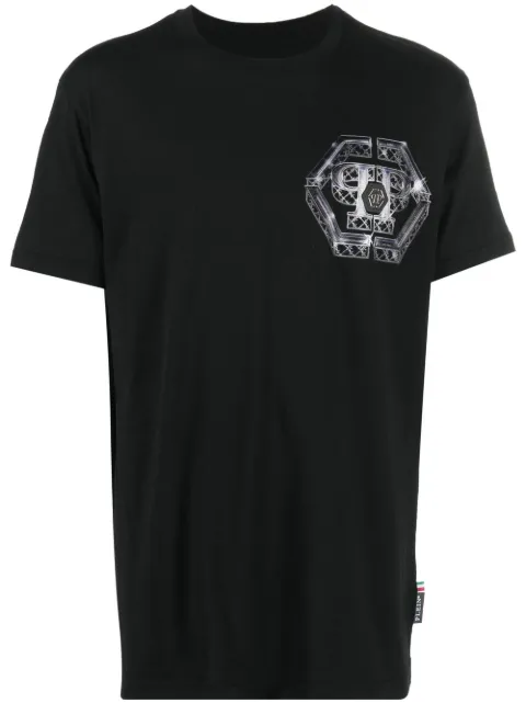 Philipp Plein logo-print short-sleeved T-shirt Black AABCMTK5957PJY002N