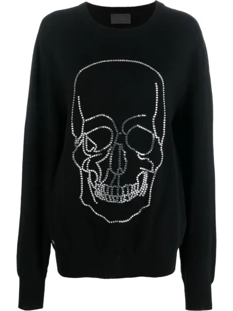 Philipp Plein studded-skull cashmere pullover Black AABCWKO0513PKN002N