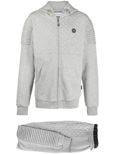 Philipp Plein quilted cotton tracksuit set Grey AABCMJJ0428PJO002N