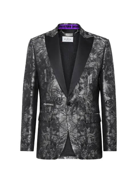 Philipp Plein jacquard blazer Lord Fit Gothic Plein with crystals Black AABCMRF1594BTE005N