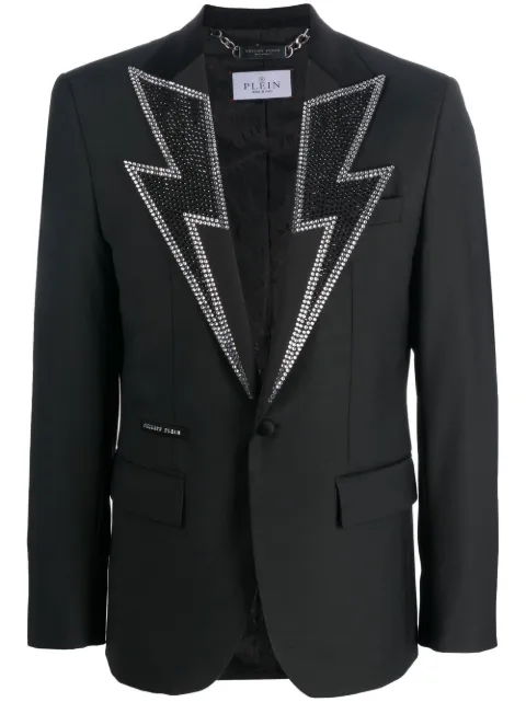 Philipp Plein crystal-embellished single-breasted blazer Black AABCMRF1602PTE003N