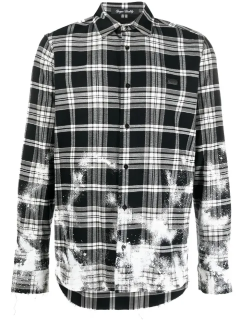 Philipp Plein Gothic Plein checked cotton shirt Black AABCMRP1837PTE003N