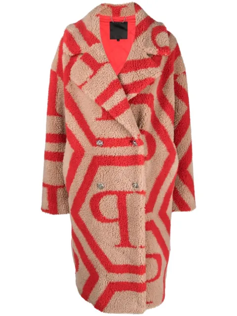Philipp Plein monogram-print faux fur coat Neutrals AABCWRA0571PTE003N