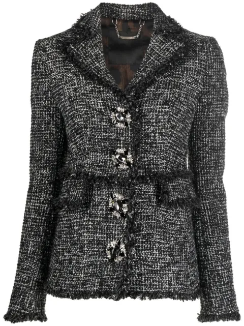 Philipp Plein belted-waist tweed blazer Black AABCWRF0506PTE003N