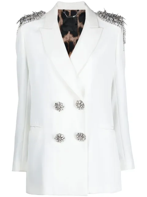 Philipp Plein crystal-embellished double-breasted blazer White AABCWRF0511PTE003N