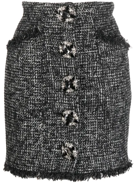 Philipp Plein button-front tweed skirt Black AABCWRV0433PTE003N