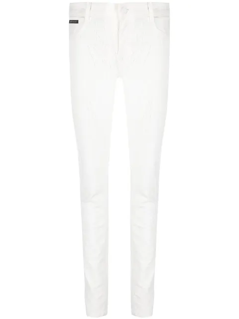 Philipp Plein crackle-textured denim leggings White AABCWDT2202PDE004N