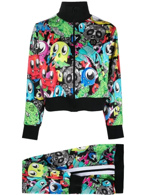 Philipp Plein Monsters graphic-print tracksuit-set Black AABCWJJ0086PTE003N