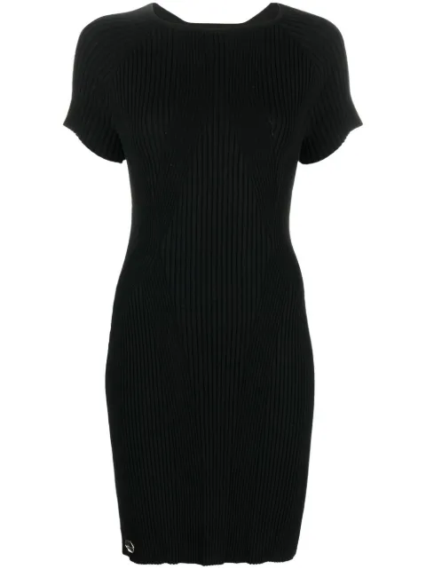 Philipp Plein logo-plaque ribbed T-shirt dress Black AABCWKG0327PKN002N
