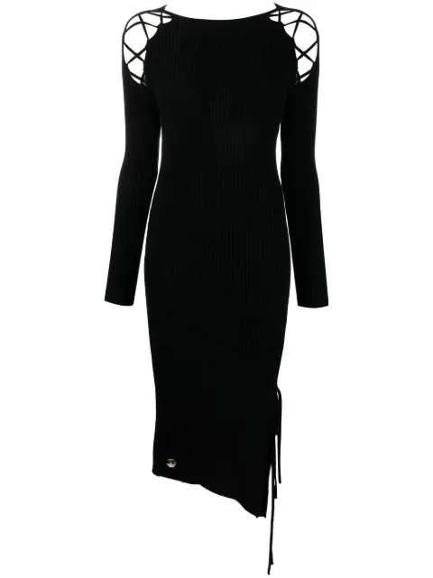 Philipp Plein lace-detail ribbed-knit dress Black AABCWKG0328PKN002N