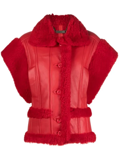 Philipp Plein Gothic Plein buttoned shearling vest Red AABCWLC0045PFU020N