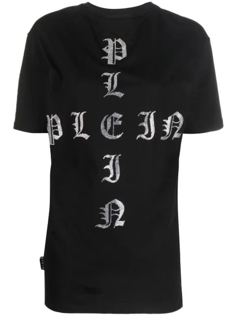 Philipp Plein Gothic Plein crystal-embellished T-shirt Black AABCWTK2636PJY002N