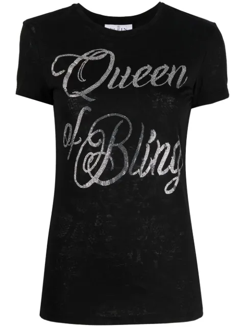 Philipp Plein Queen Of Bling cotton T-shirt Black AABCWTK2638PJY002N