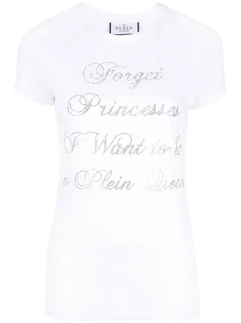 Philipp Plein crystal-embellished cotton T-shirt White AABCWTK2640PJY002N