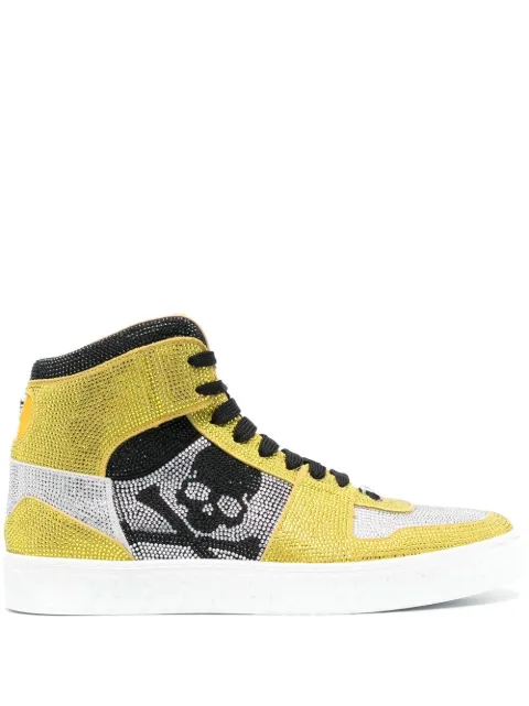 Philipp Plein Notorious hi-top with crystals Yellow AABSUSC0144PLE010N