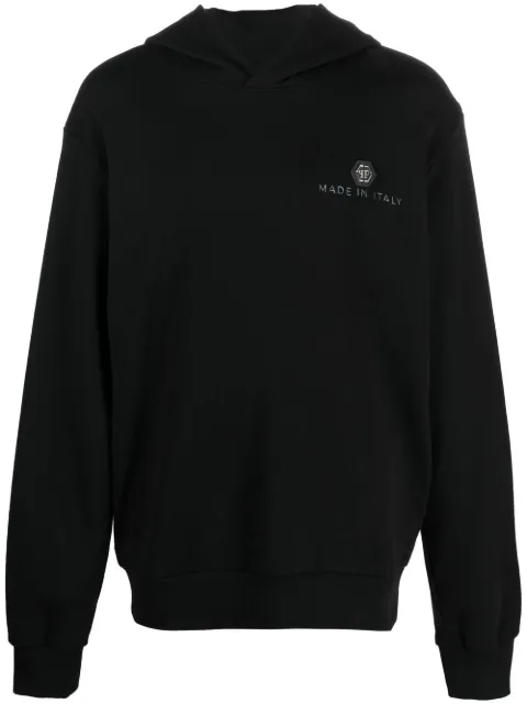 Philipp Plein cotton logo-print hoodie Black AABCMJB2857PJO002N