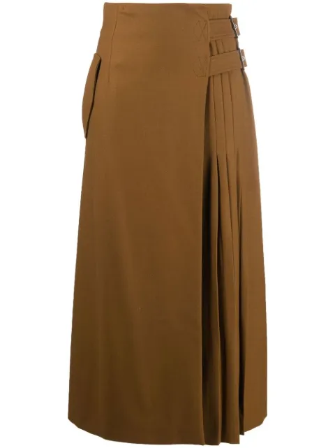 Alberta Ferretti pleated knitted midi skirt Brown A01015123