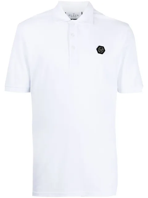 Philipp Plein Skull-print cotton polo shirt White AABCMTK5952PTE003N