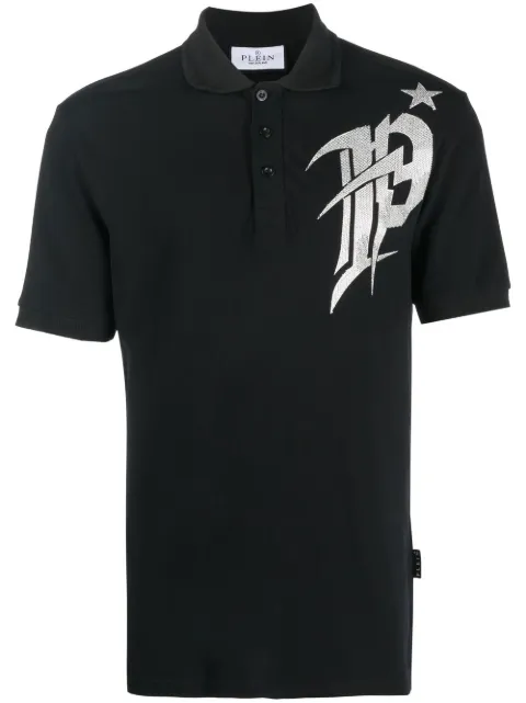 Philipp Plein logo-print polo shirt Black AABCMTK5953PTE003N