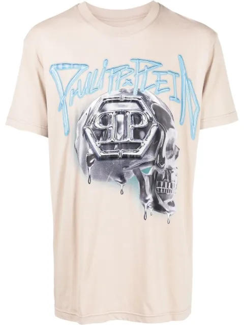 Philipp Plein skull-print short-sleeve T-shirt Neutrals AABCMTK5972PJY002N