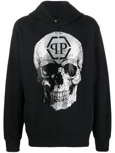 Philipp Plein skull logo-print hoodie Black AABCMJB2830PJO002N