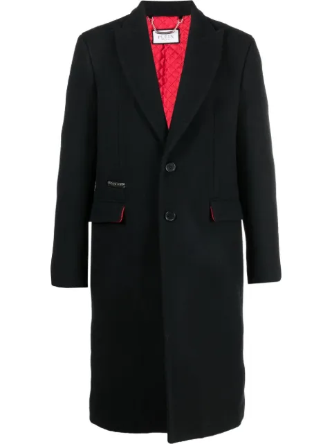 Philipp Plein graffiti-print single-breasted coat Black AABCMRA0433PTE003N