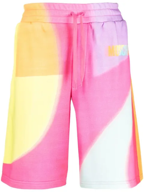 Moschino rainbow-print track shorts Pink A03385227