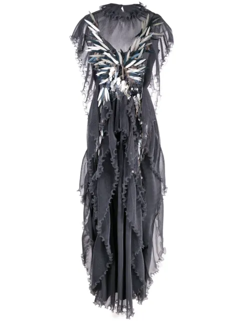 Alberta Ferretti ruffled maxi dress Grey A04285150