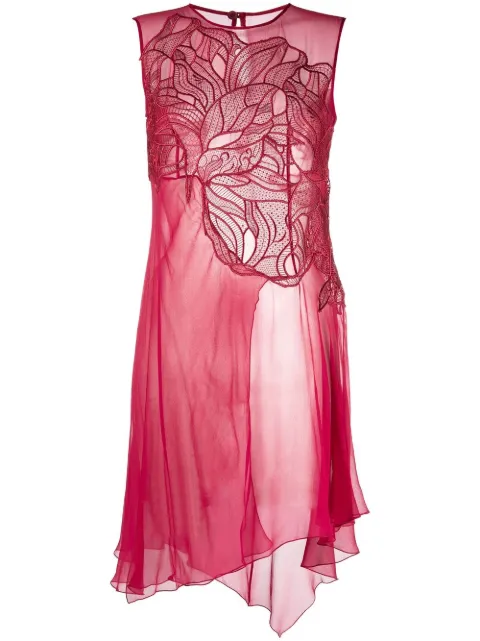 Alberta Ferretti floral-embroidered shift blouse Red A02206650