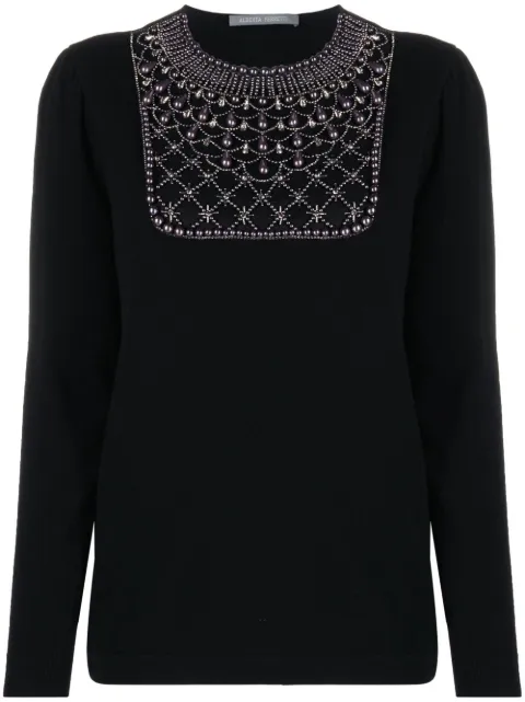 Alberta Ferretti embellished-collar jumper Black A09385102