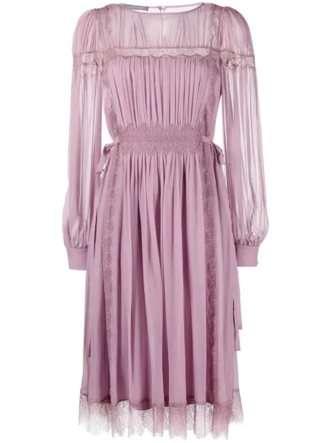 Alberta Ferretti long-sleeved silk midi dress Purple A04266614