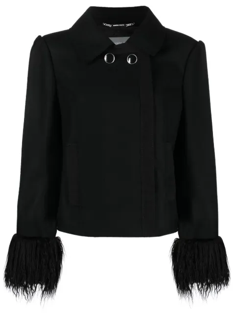 Alberta Ferretti fringe-cuffs shirt jacket Black A06205136