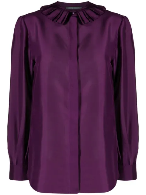 Alberta Ferretti ruffle-collar silk shirt Purple A02235119
