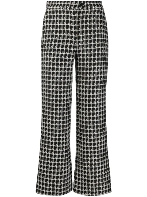Alberta Ferretti cropped geometric-print trousers Black A03296644