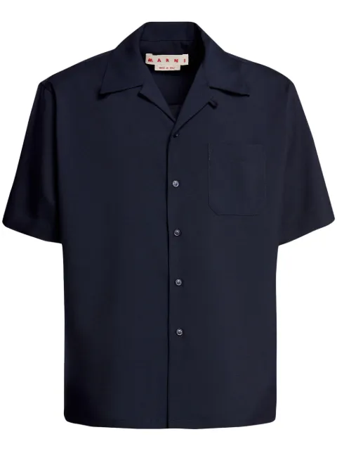 Marni dark blue tropical wool bowling shirt Blue CUMU0213A0TW839